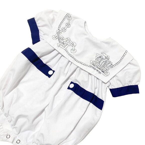 𝅺vintage Infants Embroidered Sailor Bubble Suit - Picture 2 of 6
